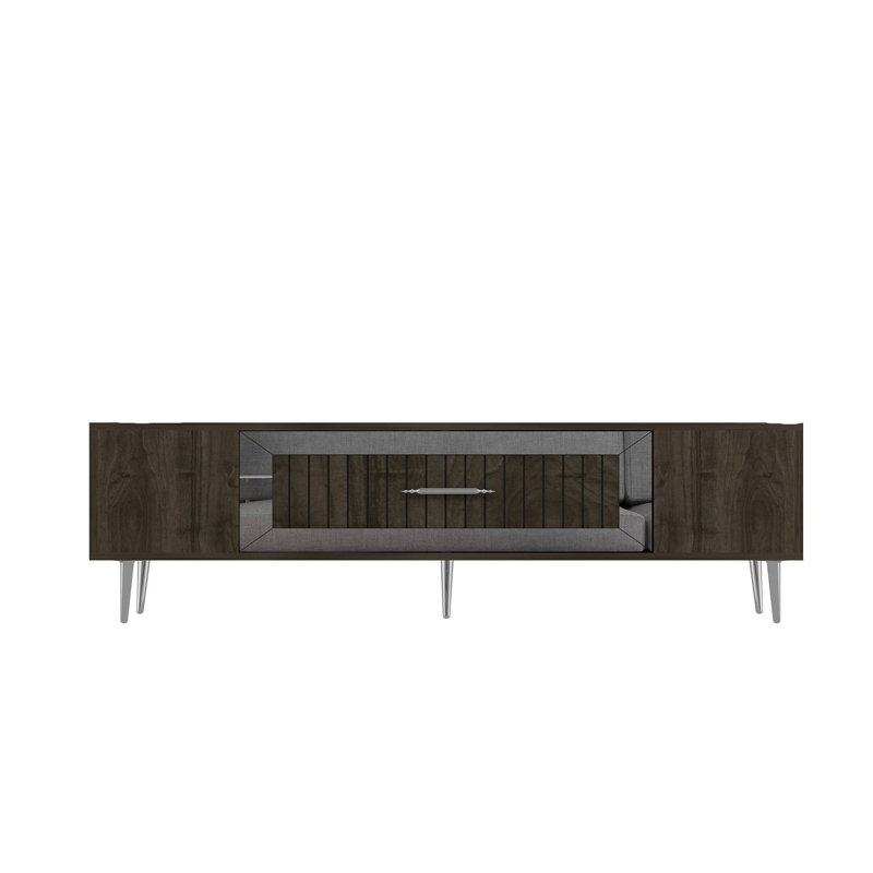 Olivia TV Stand for TVs up to 60", Brown/Silver