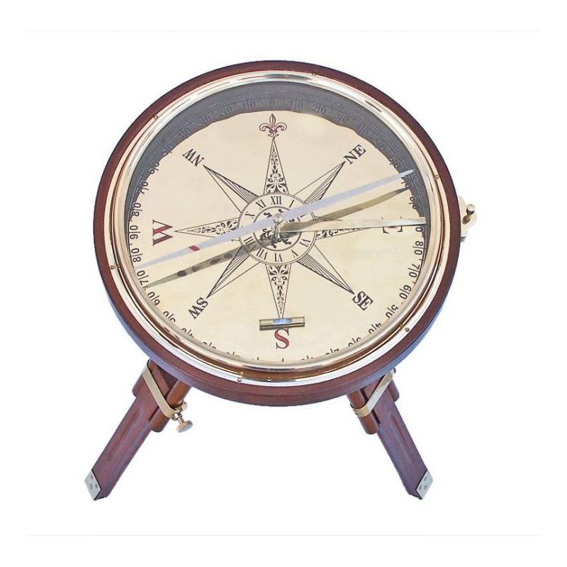 Table de bout Yasmine Compass, Laiton couleur bois