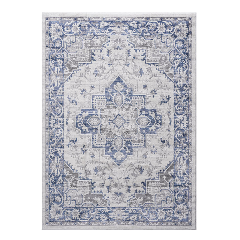 Tapis bleu / gris 6X9 qui ne perd pas ses poils - Teinture, bureau, chambre à coucher, couleur de salon