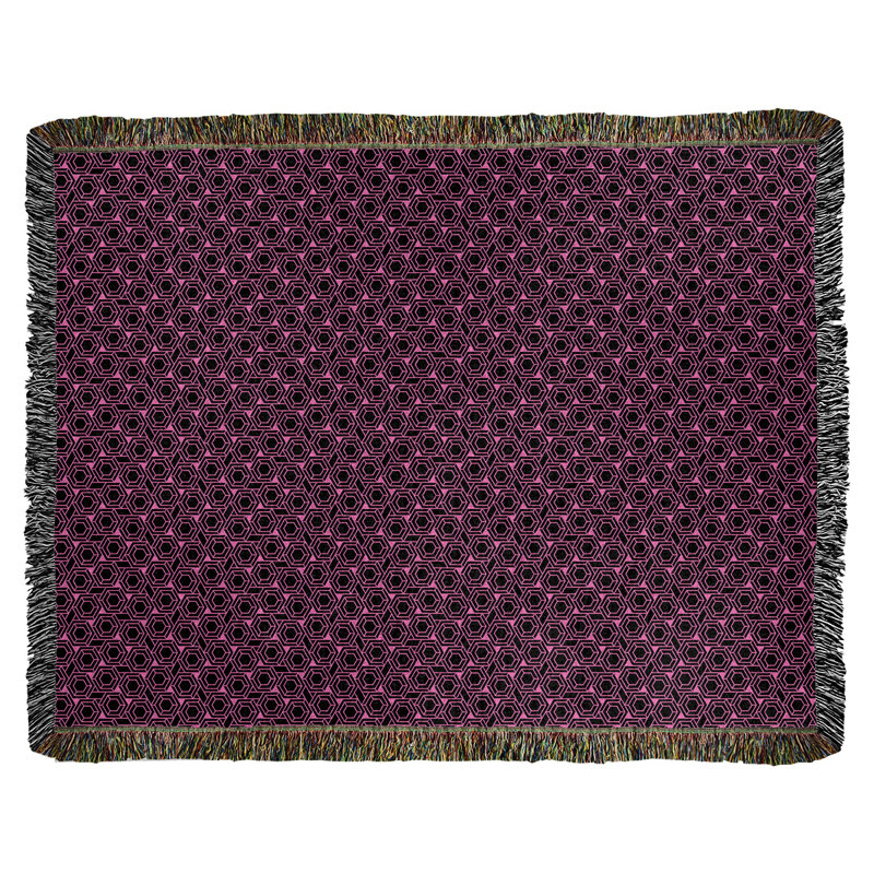 Couverture tissée hexagonale Katelyn Elizabeth, l 37 po x L 52 po, Rose / Noir