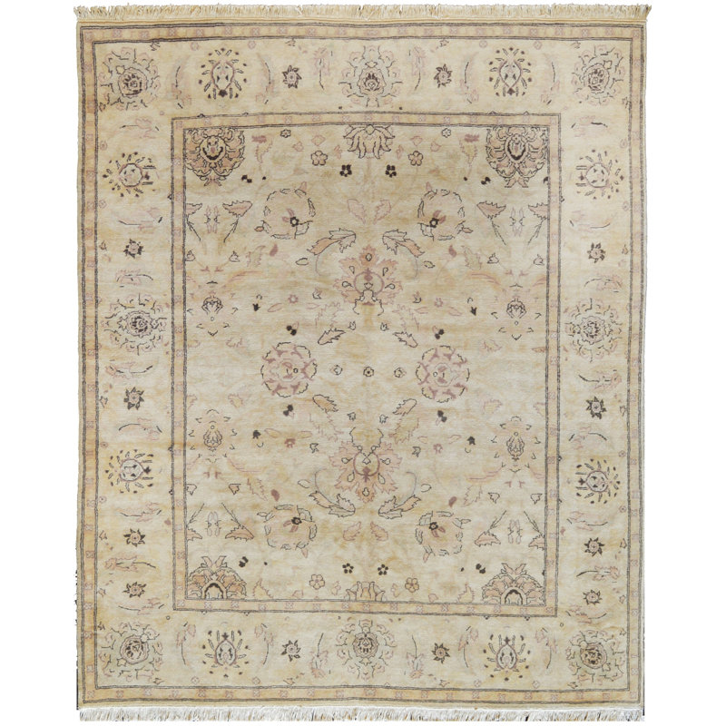 Agra Wool Oriental Area Rug in Beige