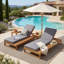 Méridiennes de patio réglables, chaise longue en bois d'acacia pour bord de piscine