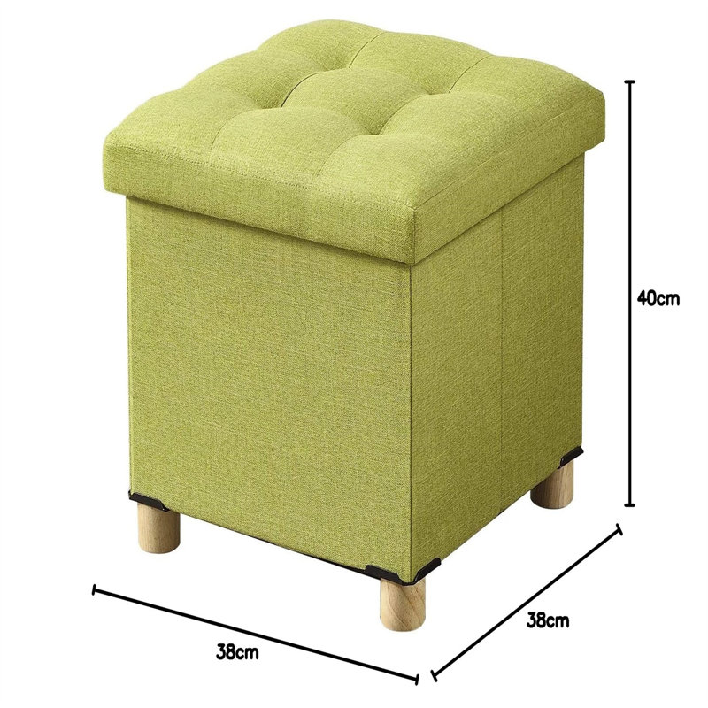 38cm Wide Solid Colour Footstool Ottoman, Green