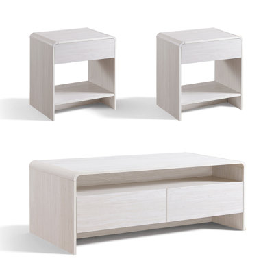 Dulane Modern 3-Piece Coffee Table Set, Ample Storage & Curved Design by Willa Arlo Interiors