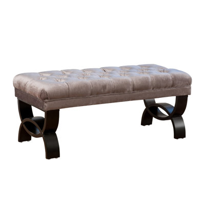 Beene Upholstered Tufted Bench with Birch Wood Legs