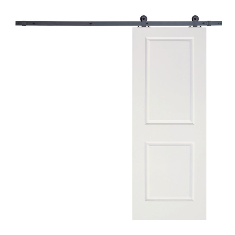 80'' Solid + Manufactured Wood Paneled Primed without Installation Hardware Kit Barn Door, Matte Black, 30" x 80"