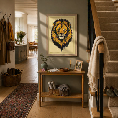 Noble Lion Rustic - Framed Print