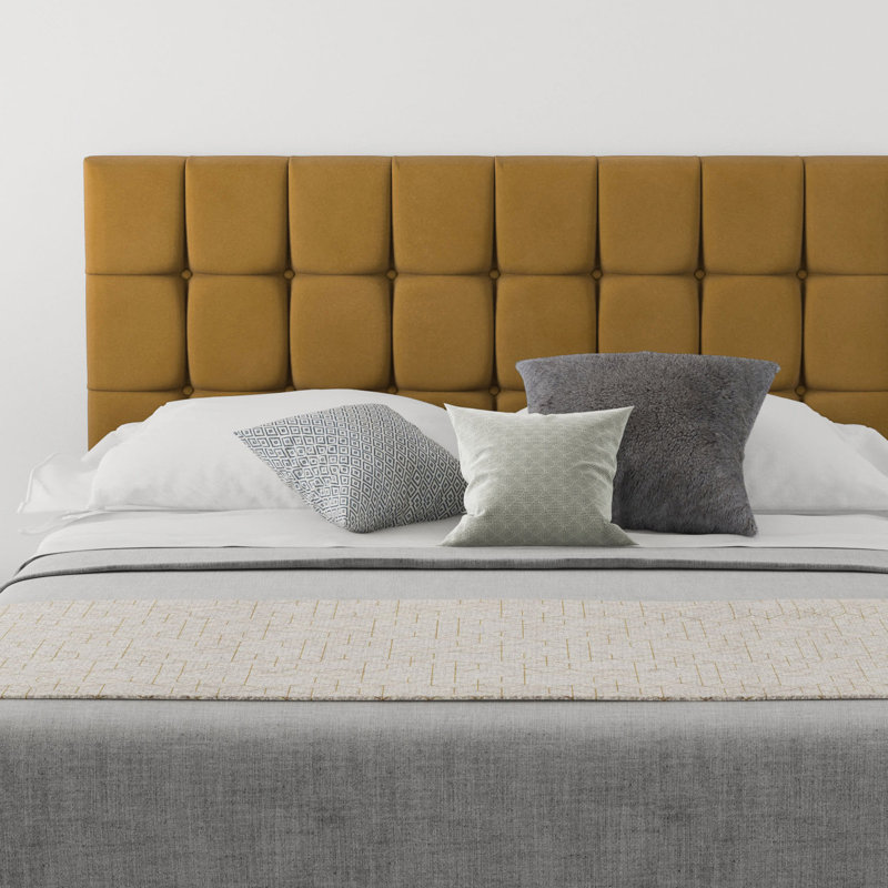 Wellington Upholstered Headboard, Super King (6'), Velvet Ochre