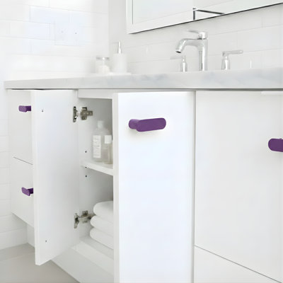 Bouton d'armoire en forme de L à 1 comptoir de style Mid-Century moderne en aluminium massif ROUS de ROUS Hardware (mauve)