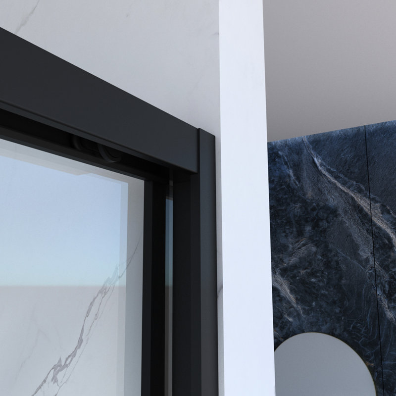 56 - 60"x70" Shower Door, Aluminum Alloy Frame, Double Sliding, 8mm Tempered Glass, Black Hardware, Bathroom, Waterproof, Simple Install Procedure Enclosure, Matte Black, Effortless Way