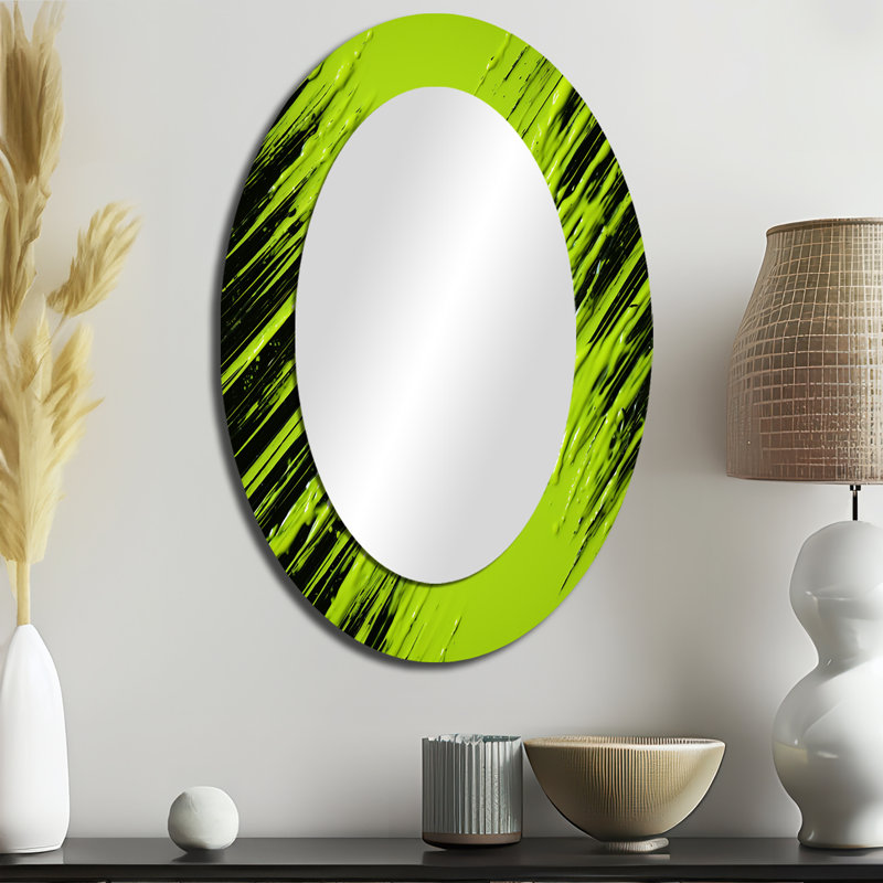 Tropical Fusion collages - Miroir décoratif ovale abstrait sur métal, H 36 po x l 24 po