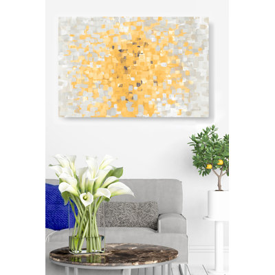 Small Blocks, Squares, Yellow, Grey, White, Abstract, Impressionist