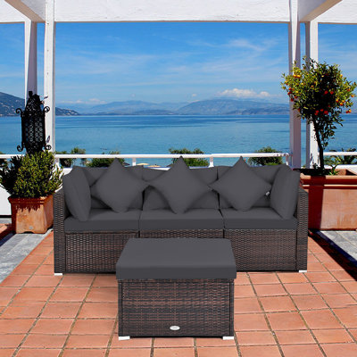 Naobi Rattan 4 - Person Seating Group with Cushions