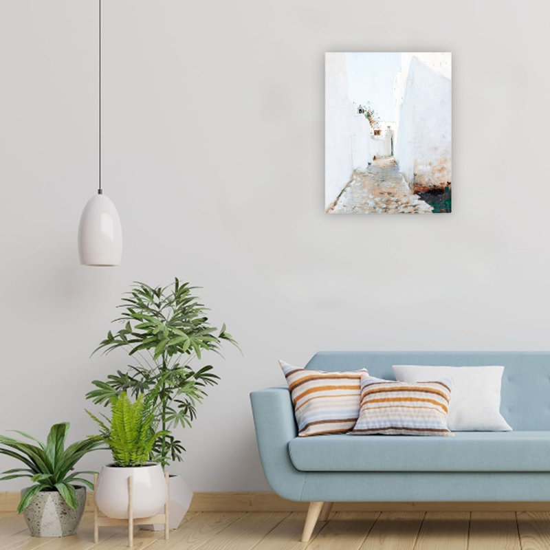 Bleu, scène de rue marocaine, art mural sur toile 24 po x 18 po