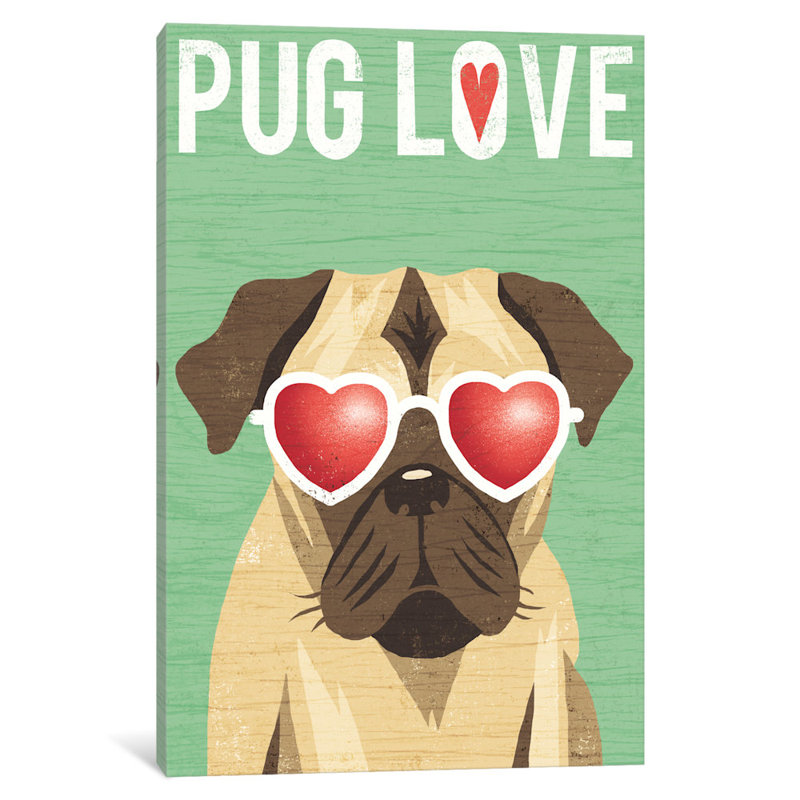 «Beach Bums Series: Pug II», impression sur toile, H 18 po x l 12 po x P 1,5 po, Toile tendue, Pas de tapis