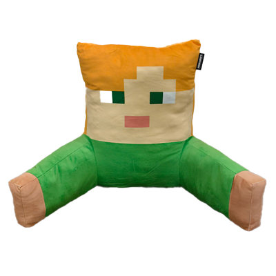 Minecraft: Relax Pillow - Alex - Coussin de chaise de caractère, accoudoirs, poche pour téléphone, doux et confortable, décor à thème de jeu, 27,6 po x 15,7 po x 19,7 po, sous licence