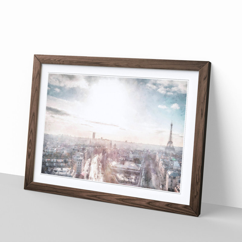 Paris in Sunlight - Picture Frame Graphic Art Print, 62cm H x 87cm W x 2cm D, Walnut