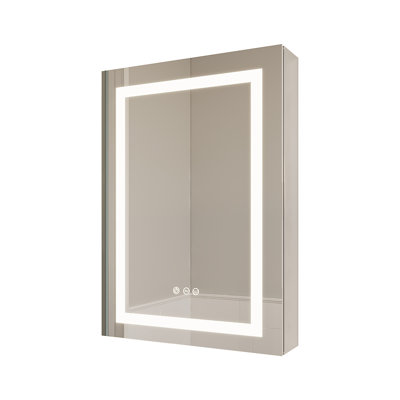 26X20 Inch Bathroom Medicine Cabinet With LED Mirror, Anti-Fog, Waterproof, 3000K~6000K Single Door Lighted Bathroom Cabinet With Touch Swich, Dimmabl -  Ivy Bronx, 174977423DD84E3BB5DE6E12F70517F6