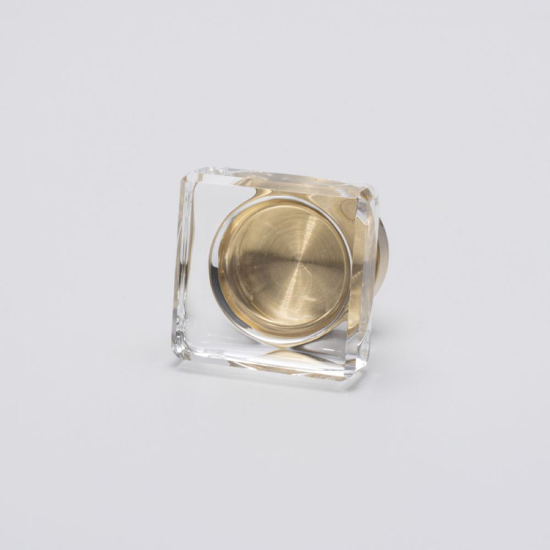 1" Square Clear Glass Knob