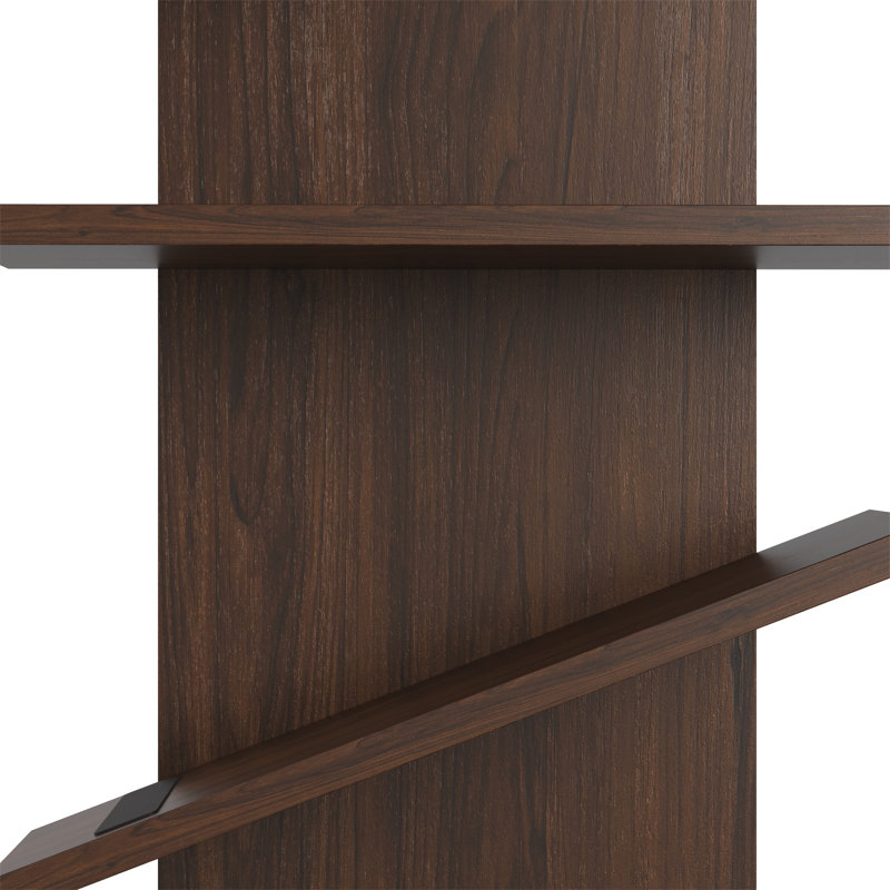 Floating Shoe Rack Wall-mounted, Floating 6 Pair Shoes Display Shelf, Walnut, Espresso Wood