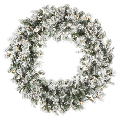 Couronne de PVC floquée illuminée 36 po