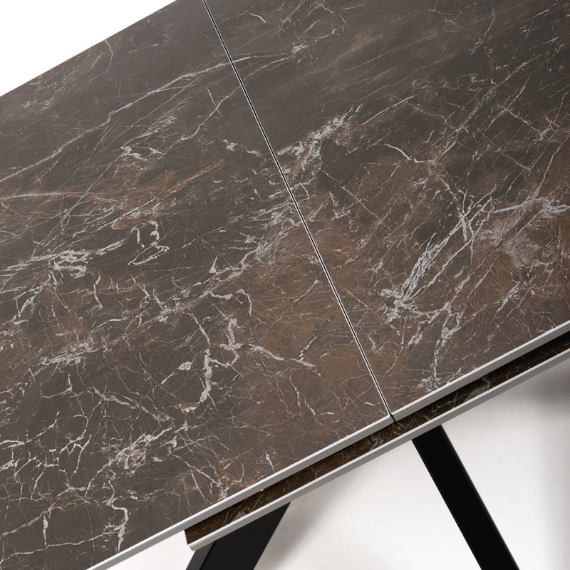 Nysa Extendable Metal Base Dining Table, 180" L x 140" W