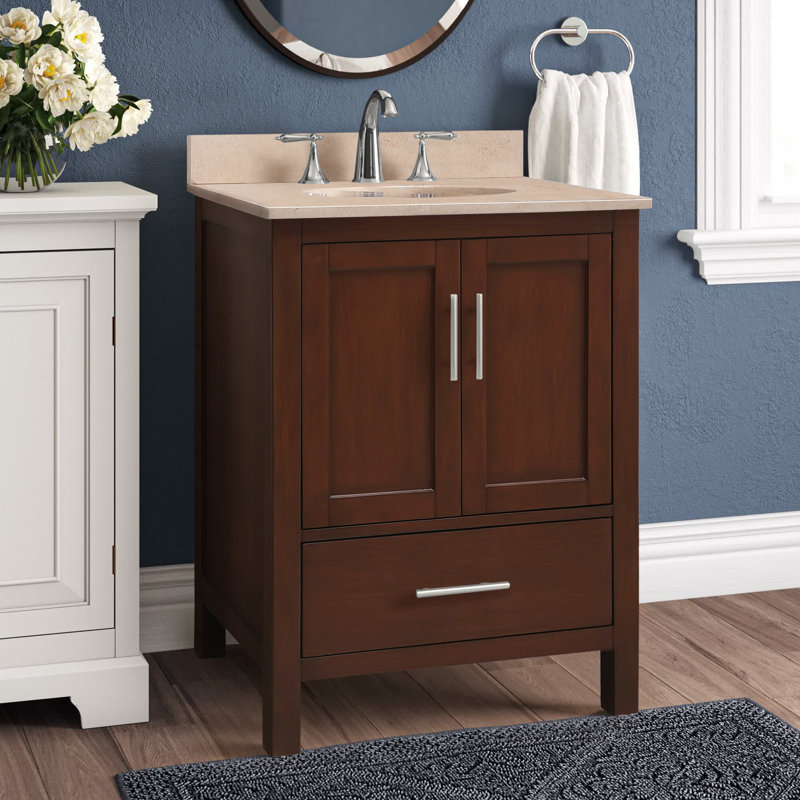 Ensemble de meuble-lavabo simple 24 po Gilley, Teck, Beige