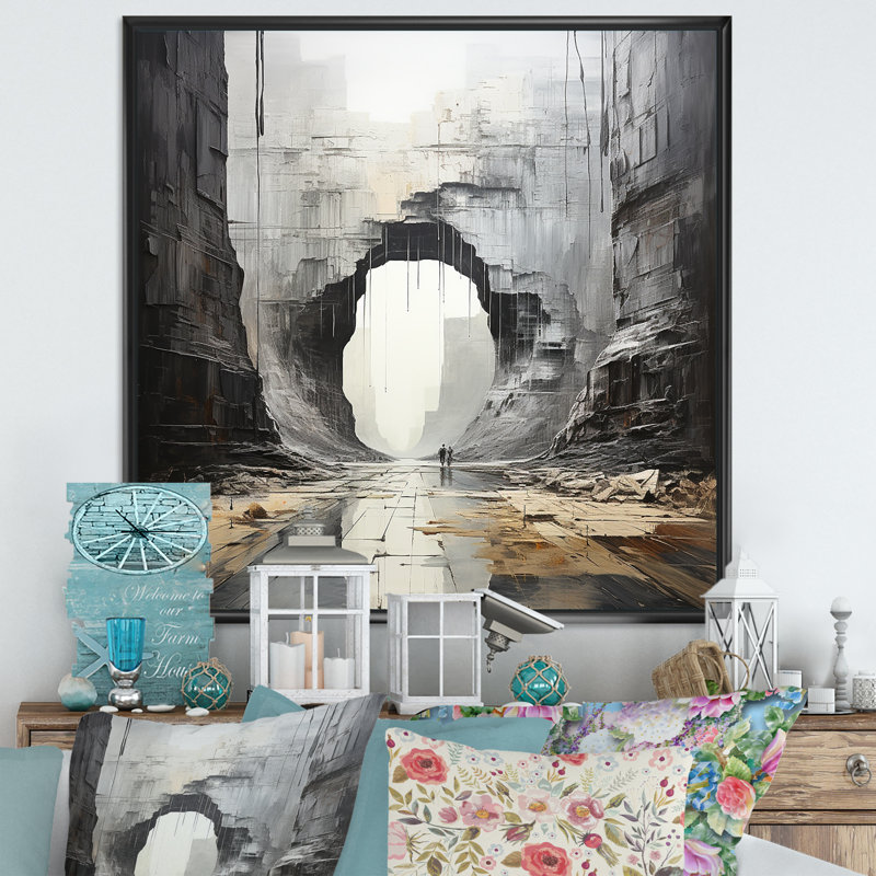 «Desert Minimalisme Canyon Water Stream», reproduction sur toile, H 36 po x l 36 po, Cadre flottant noir