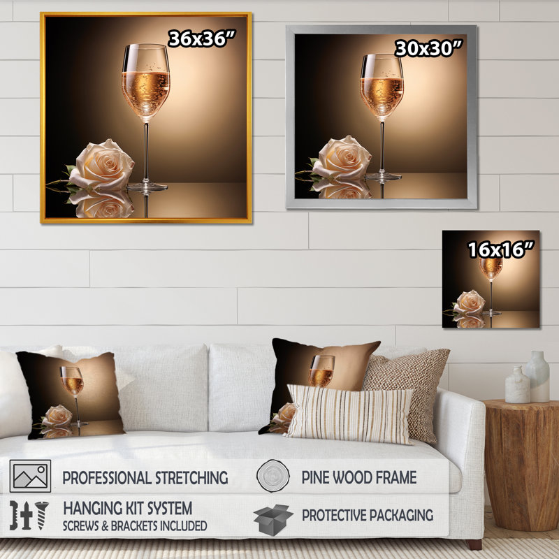 Rose And Cristals Clarity  - Wine & Champagne Canvas Prints, H 24 po x l 24 po x P 1 po, Toile tendue