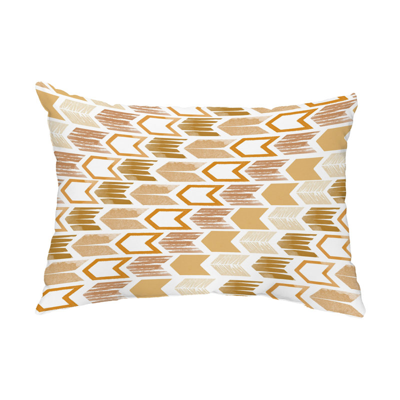 Geometric Outdoor Reversible Throw Pillow, Yellow