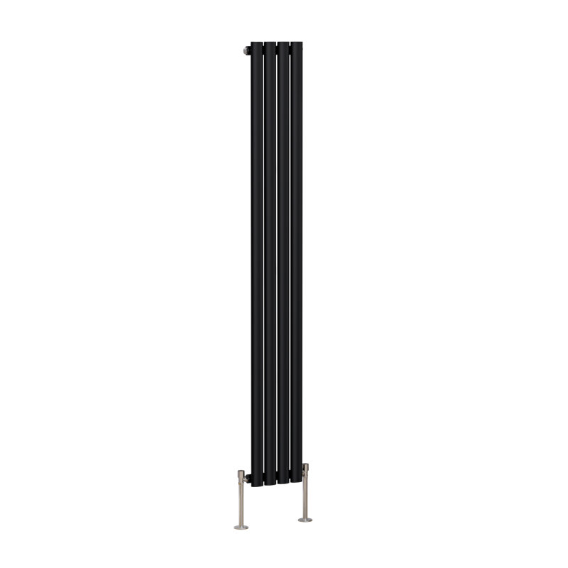 Shoshana Vertical Oval Panel Radiator, 60cm H x 59cm W, Normal Black, 1