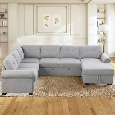 Nazlije Upholstered Pull-Out Sleeper Sectional Chaise with Storage by Red Barrel Studio