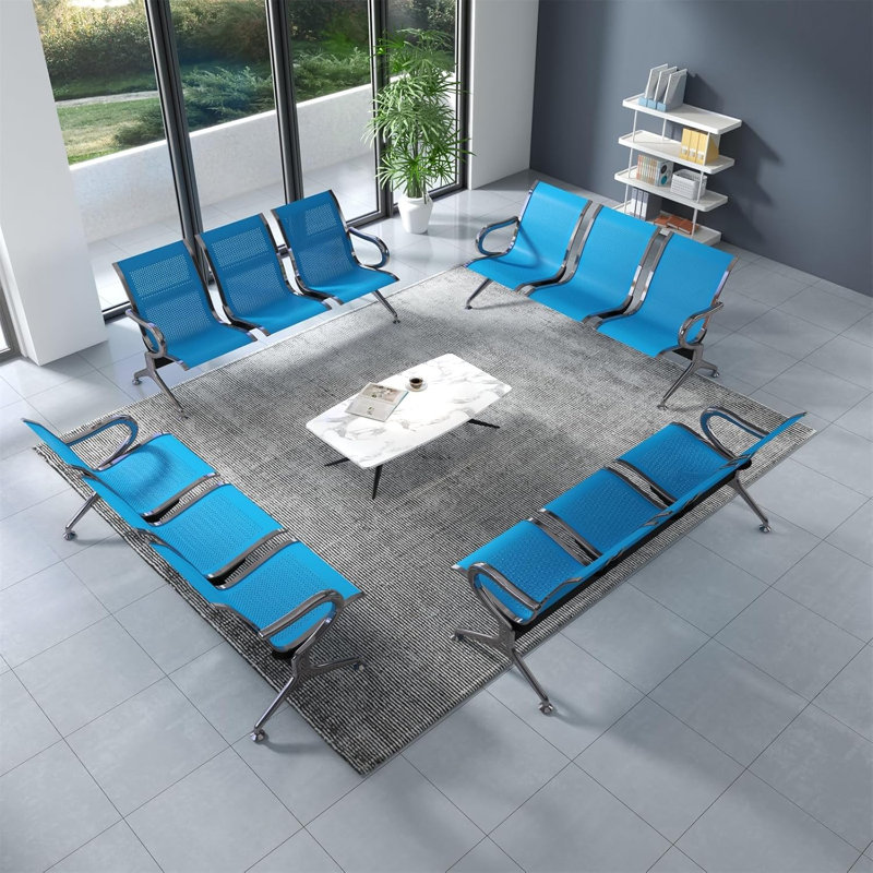 Chaises de salle d'attente à 3 places - Chaises de salle d'attente avec accoudoirs, Bleu