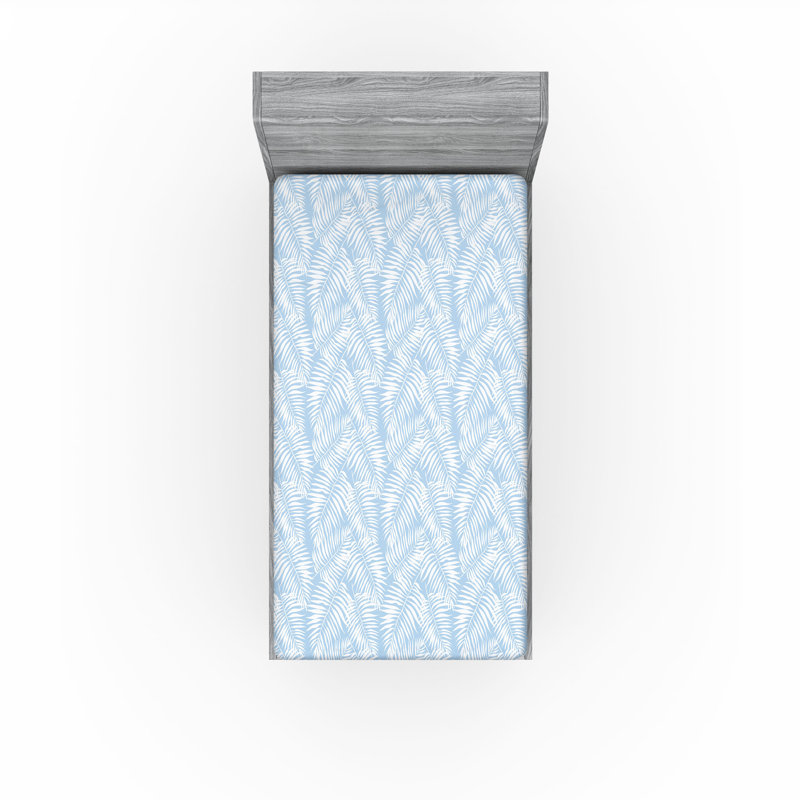  Ensemble de draps-housses pour chambre d'amis, Drap-housse simple TG, Bleu ciel pâle / blanc