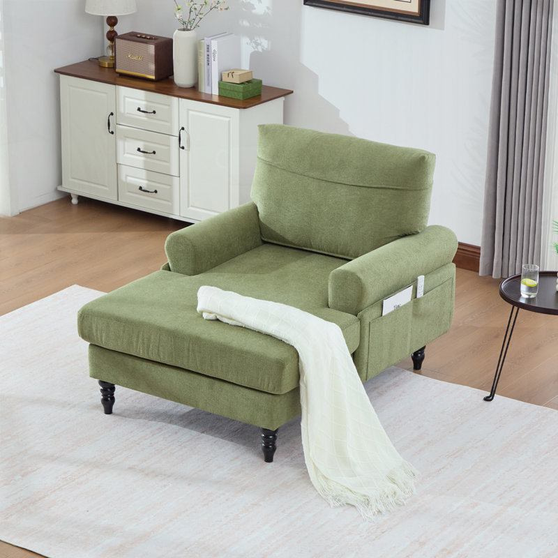 Pieds de canapé en bois chenille avec dossier et accoudoirs confortables, Vert olive
