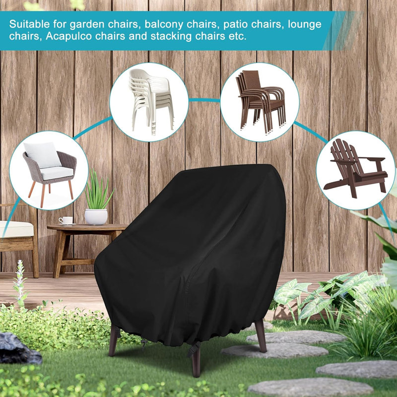 Garden Chair Covers Waterproof 2 Pack, Outdoor Swivel Chair Adirondack Deep Seat Chair Covers, 420D Oxford Fabric Dustproof Patio Furniture Covers, 35" W X 38" D X 29" H