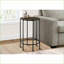 Table basse H 24 po peu encombrante, stratifié chêne foncé Métal noir, facile à nettoyer pour le salon / la chambre à coucher