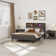 Modern Upholstered Solid Wood Bed Frame with Bookcase Headboard