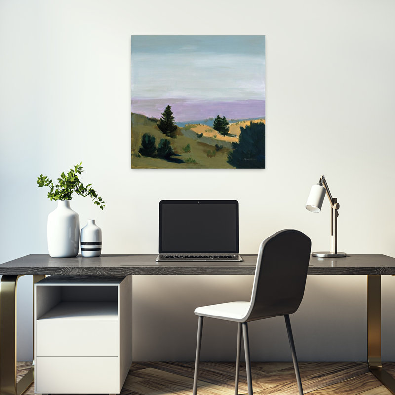 Épinettes contemporaines avec art bleu-brun, H 18 po x l 18 po