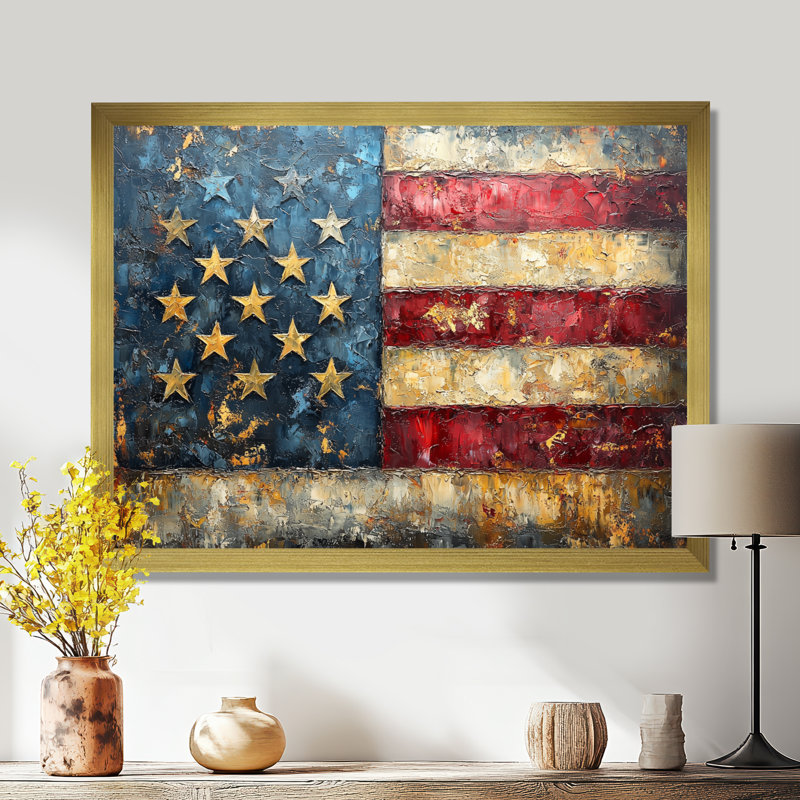 Drapeau des États-Unis, «Emancipation Proclamation I», art mural États-Unis, H 30 po x l 40 po, Doré