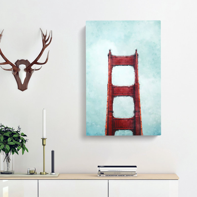 The Top Of The Golden Gate Bridge - Wrapped Canvas Painting, 50cm H x 35cm W x 3cm D