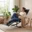 Chaise berçante d'extérieur avec structure en fer robuste, fauteuil inclinable en maille respirante pour patio, noir-622273615