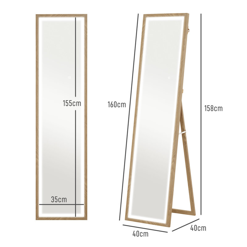 Ayberk Manufactured Wood Rectangle LED Floor Mirror