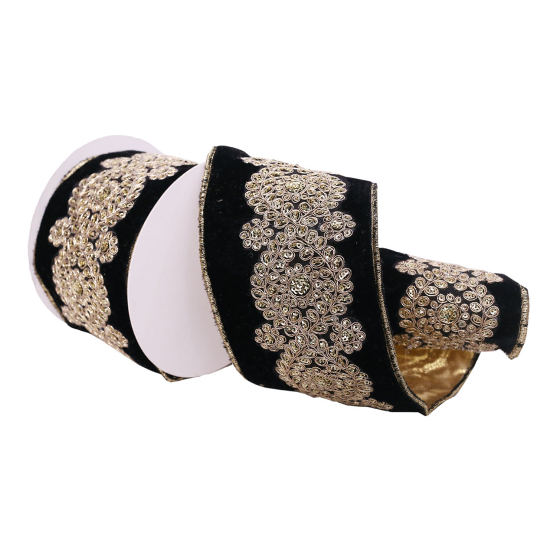 4" x 15' Velvet Wired Edge Christmas Ribbon The Twillery Co.® 