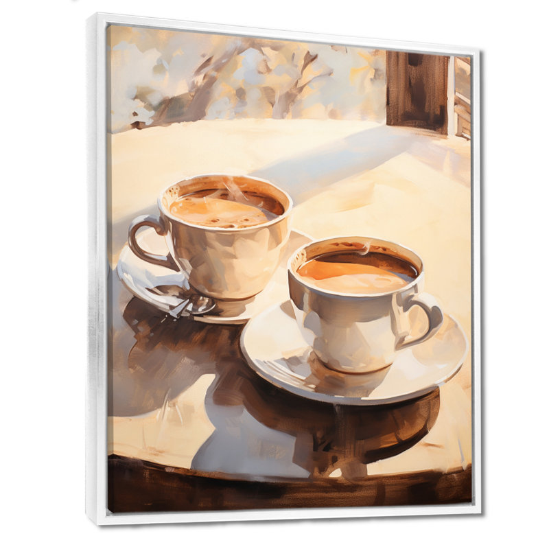 Ijlal Food Coffee Tea III - Art sur toile, impression sur toile, H 44 po x l 34 po x P 1,5 po, Cadre flottant blanc