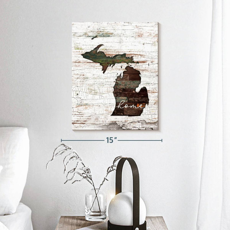 " Michigan Home Map " by Jorge S, 15" H x 12" W x 1.25" D