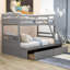 Lit superposé simple au dessus d'un lit double en bois avec 2 tiroirs de rangement-370864342