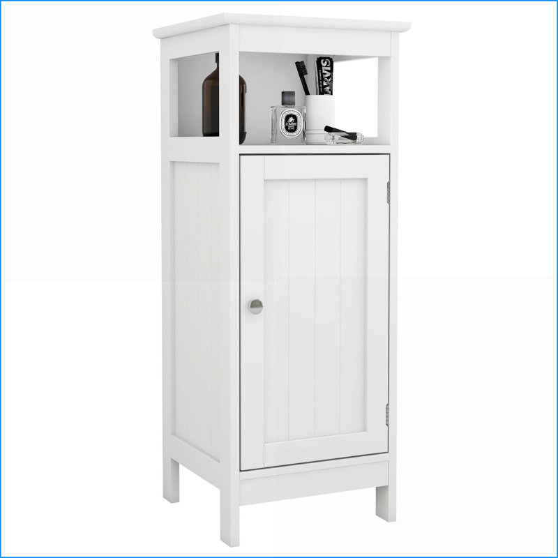 Cabinets, Modern Single Door Storage Cabinet with Adjustable Shelf, 12.6”L x 11.8”W x 33.5”H | Off-White | MDF