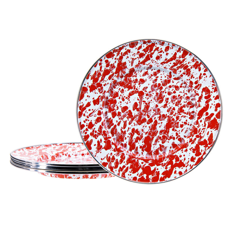 8.5" Dessert Plate, Red Swirl
