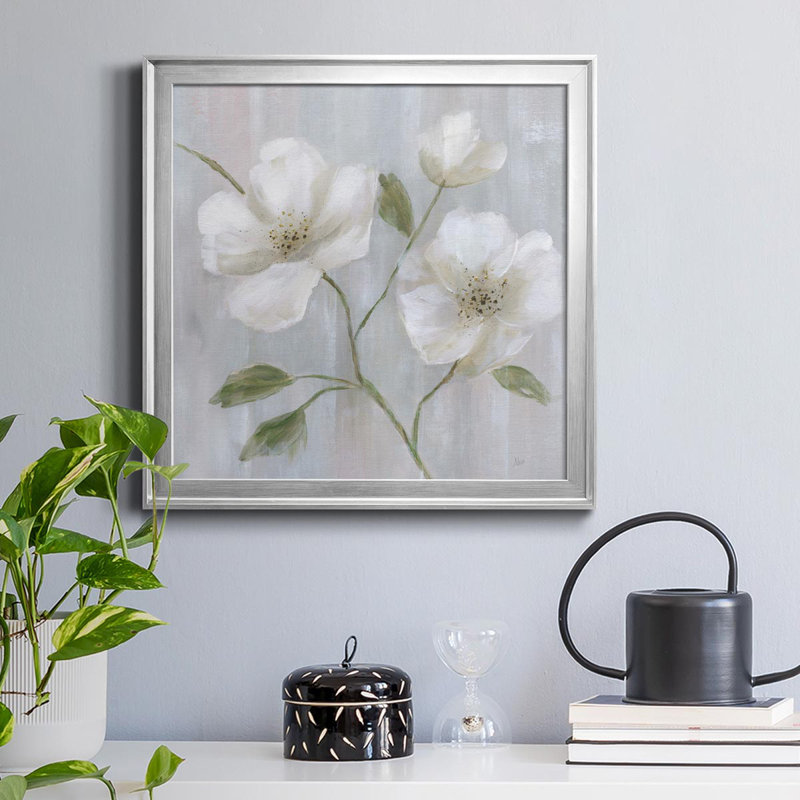 Garden Dreams II - Peinture sur toile encadrée, H 26,5 po x l 26,5 po x P 1,5 po, Argent